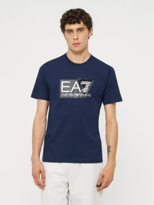 T-shirt z nadrukiem EA7 Emporio Armani metaliczna czerń