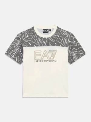 T-shirt z nadrukiem EA7 Emporio Armani mleczny