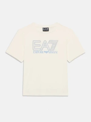 T-shirt z nadrukiem EA7 Emporio Armani mleczny