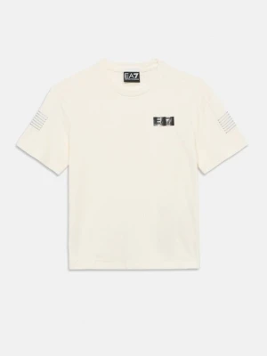 T-shirt z nadrukiem EA7 Emporio Armani mleczny