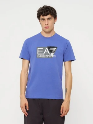 T-shirt z nadrukiem EA7 Emporio Armani niebieski