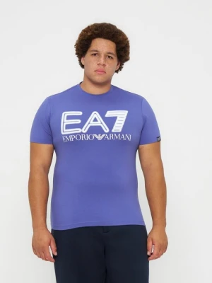 T-shirt z nadrukiem EA7 Emporio Armani niebieski