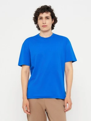 T-shirt z nadrukiem EA7 Emporio Armani niebieski