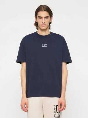 T-shirt z nadrukiem EA7 Emporio Armani niebieski