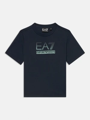 T-shirt z nadrukiem EA7 Emporio Armani niebieski