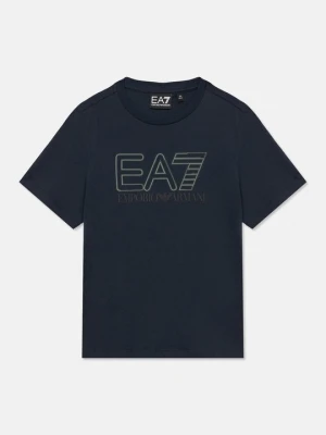 T-shirt z nadrukiem EA7 Emporio Armani niebieski