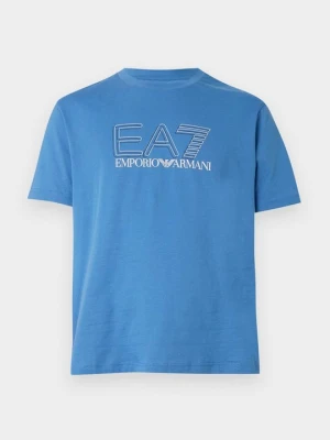 T-shirt z nadrukiem EA7 Emporio Armani niebieski