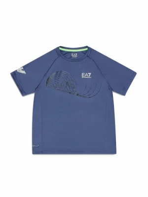 T-shirt z nadrukiem EA7 Emporio Armani niebieski