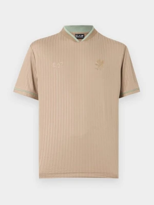 T-shirt z nadrukiem EA7 Emporio Armani piaskowy