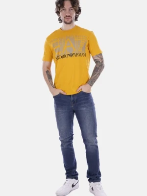T-shirt z nadrukiem EA7 Emporio Armani żółty