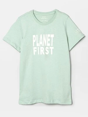 T-shirt z nadrukiem ECOALF jasnozielony