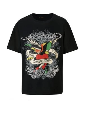 T-shirt z nadrukiem Ed Hardy czarny