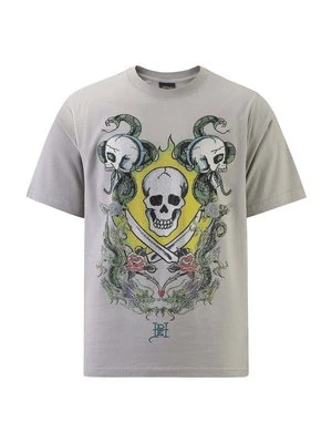 T-shirt z nadrukiem Ed Hardy szary