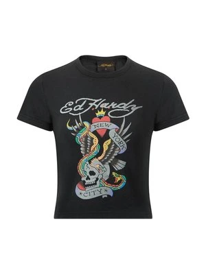 T-shirt z nadrukiem Ed Hardy czarny