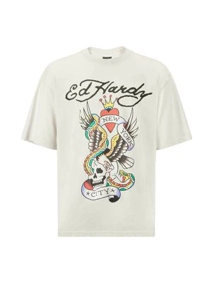 T-shirt z nadrukiem Ed Hardy szary