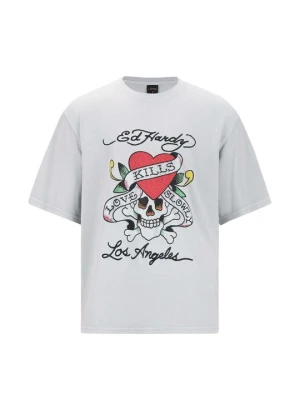 T-shirt z nadrukiem Ed Hardy biały