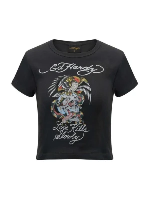 T-shirt z nadrukiem Ed Hardy ciemnoszary
