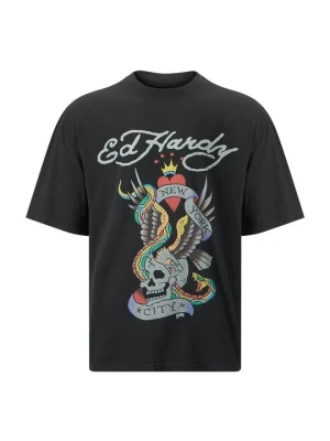 T-shirt z nadrukiem Ed Hardy czarny