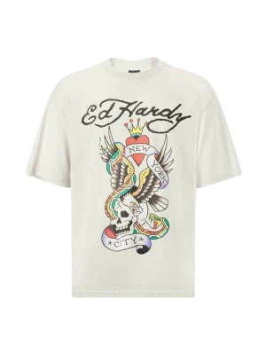 T-shirt z nadrukiem Ed Hardy szary