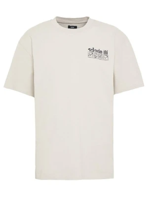 T-shirt z nadrukiem Edwin piaskowy