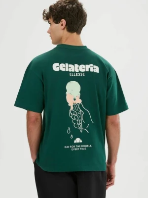T-shirt z nadrukiem Ellesse ciemnozielony