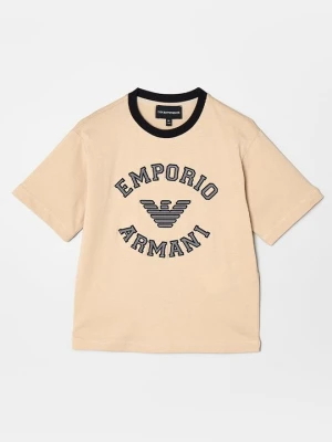 T-shirt z nadrukiem Emporio Armani beżowy