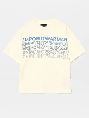 T-shirt z nadrukiem Emporio Armani beżowy