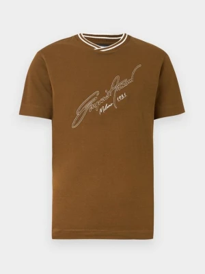 T-shirt z nadrukiem Emporio Armani brązowy
