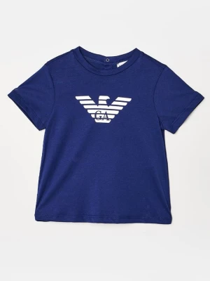 T-shirt z nadrukiem Emporio Armani brązowy