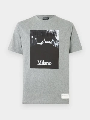 T-shirt z nadrukiem Emporio Armani ciemnoszary