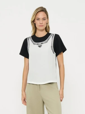T-shirt z nadrukiem Emporio Armani czarny