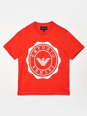 T-shirt z nadrukiem Emporio Armani czerwony