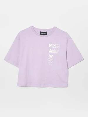 T-shirt z nadrukiem Emporio Armani fioletowy