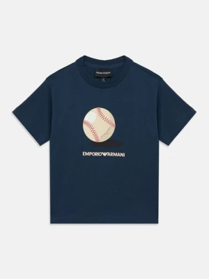 T-shirt z nadrukiem Emporio Armani granatowy