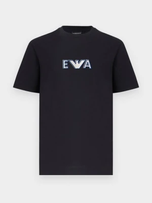 T-shirt z nadrukiem Emporio Armani granatowy
