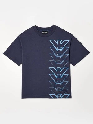 T-shirt z nadrukiem Emporio Armani granatowy