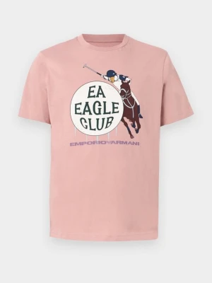 T-shirt z nadrukiem Emporio Armani jasnoróżowy