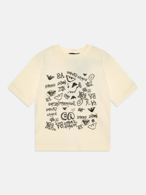 T-shirt z nadrukiem Emporio Armani mleczny