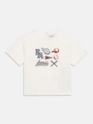 T-shirt z nadrukiem Emporio Armani mleczny
