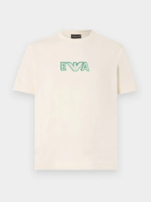 T-shirt z nadrukiem Emporio Armani mleczny