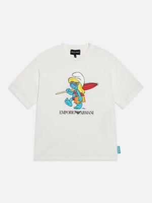 T-shirt z nadrukiem Emporio Armani mleczny