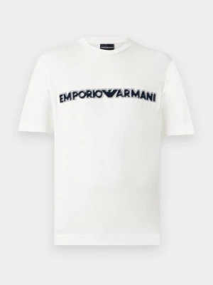 T-shirt z nadrukiem Emporio Armani mleczny
