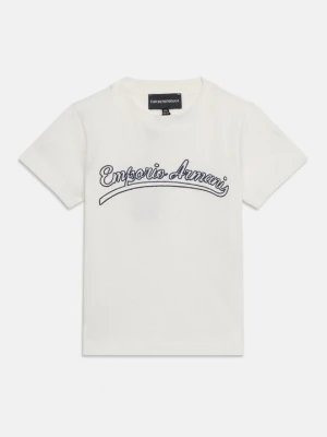 T-shirt z nadrukiem Emporio Armani mleczny
