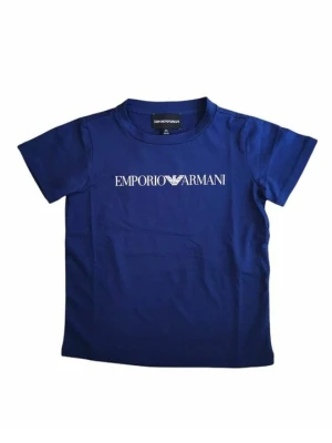 T-shirt z nadrukiem Emporio Armani niebieski