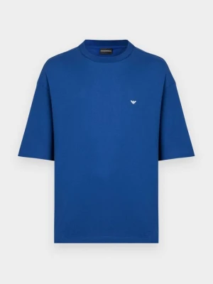T-shirt z nadrukiem Emporio Armani niebieski