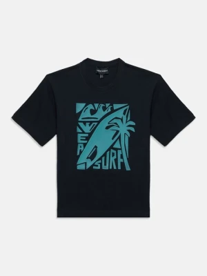 T-shirt z nadrukiem Emporio Armani niebieski