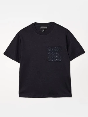 T-shirt z nadrukiem Emporio Armani niebieski