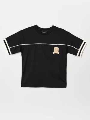 T-shirt z nadrukiem Emporio Armani niebieski