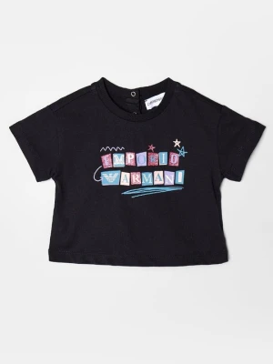 T-shirt z nadrukiem Emporio Armani niebieski