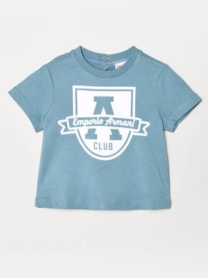 T-shirt z nadrukiem Emporio Armani niebieski